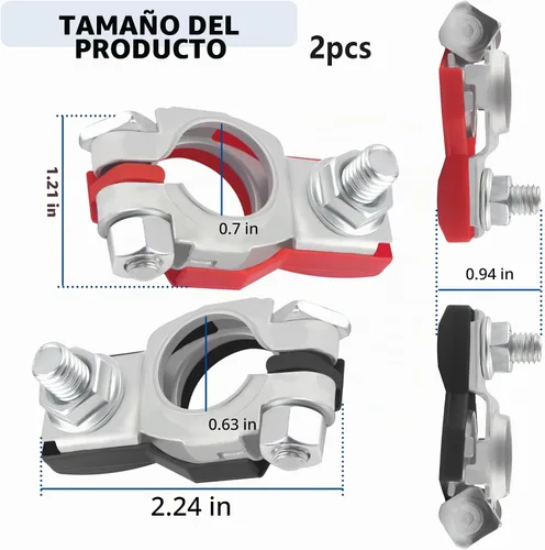 Vista 2 de 2 terminales de batería de automóvil compatibles con Nissan Altima Maxima, conectores de terminal de batería de cobre para extremos de cable de 2