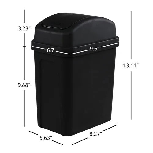 Vista 3 de Paquete de 4 cubos de basura pequeños de 7 L con tapa giratoria, cubo de basura de plástico negro