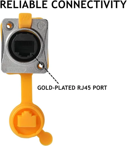 Vista 2 de PENGLIN Acoplador de montaje en panel RJ45, conector de panel RJ45 tipo D, CAT6/5E/CAT5 hembra a hembra, enchufe de paso de red LAN con tapa