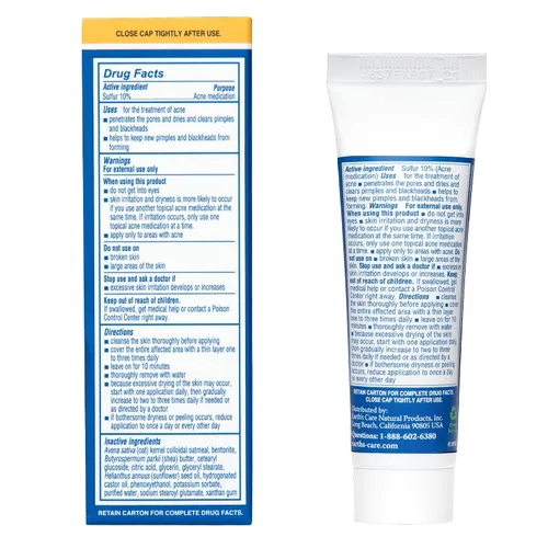 Vista 2 de Earth's Care Tratamiento de manchas para el acné - Medicamento en crema de azufre al 10% para eliminar el acné quístico, espinillas y puntos negros