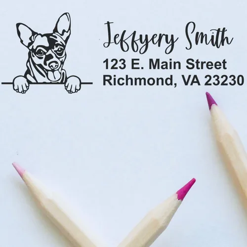 Vista 77 de American Bulldog Stamp Duo, Custom Return Address for Dog Lovers, Personalized Mail Mark for Letters and Cards