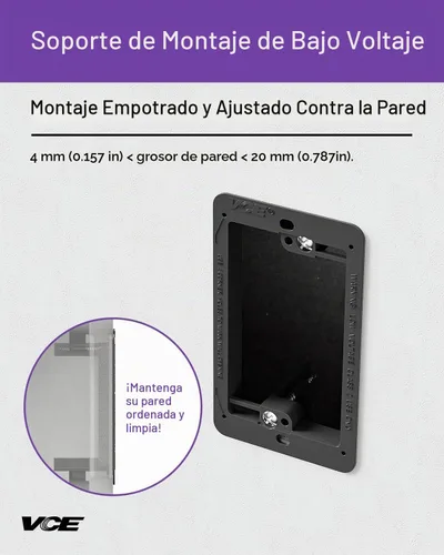 Vista 2 de VCE LINK Soporte de montaje de bajo voltaje, caja de bajo voltaje, color Negro