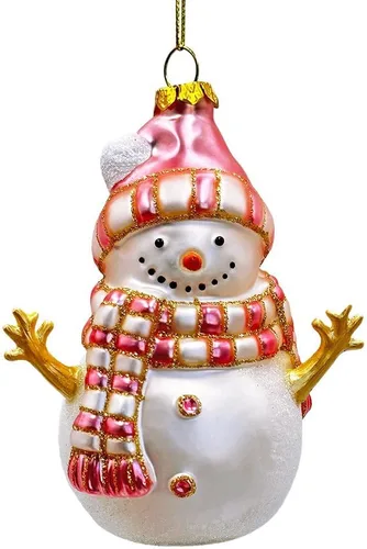Vista 10 de Adorno navideño de cristal de chef de muñeco de nieve alegre