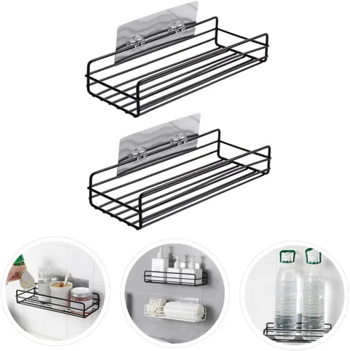 Vista 9 de Levemolo 2 estantes organizadores para platos adhesivos, cepillos de champú, soportes inoxidables, estantes para ducha, granja, freguero, negro