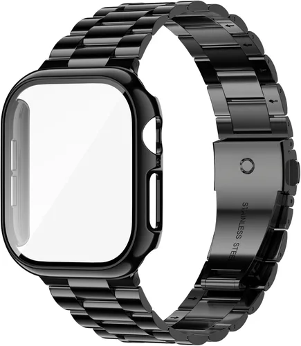 Vista 10 de iiteeology - Correa compatible con Apple Watch de 1.49" (38mm) Serie 3 2 1, correa mejorada de acero inoxidable con protector de pantalla