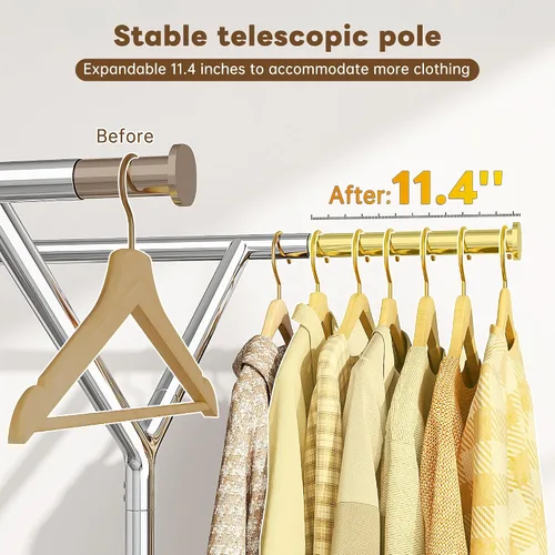 Vista 3 de Raybee Perchero de ropa resistente con carga de 500 libras, perchero con ruedas, doble barra para colgar ropa, perchero comercial portátil
