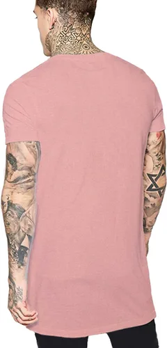 Vista 2 de Camiseta de los hombres de línea larga Camiseta Hip hop Dobladillo largo Hipster Casual Algodón Tee Ajuste regular