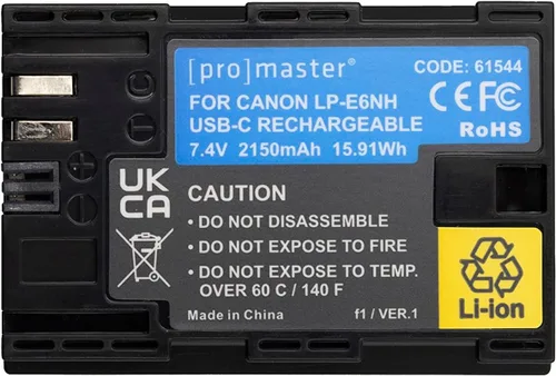 Vista 3 de ProMaster Batería de iones de litio para Canon LP-E6NH con carga USB-C