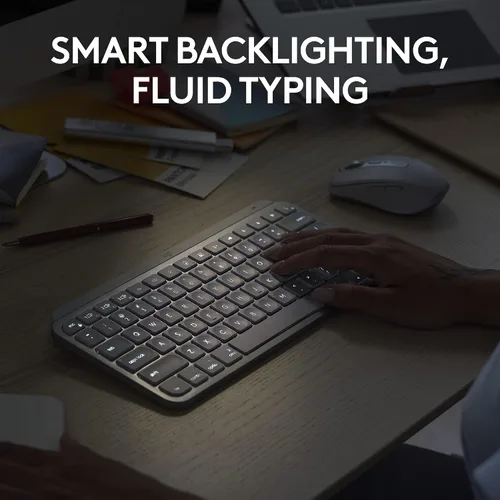 Vista 4 de Logitech MX Keys Mini teclado + mouse inalámbrico MX Anywhere 3S - Escritura fluida, teclas retroiluminadas, desplazamiento rápido, USB-C