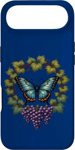 Vista 26 de Blue Winged Diana Fritillary Butterfly and Grape Vine Case for iPhone XR