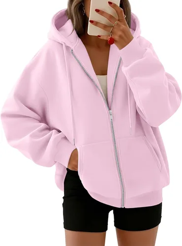Vista 26 de Trendy Queen - Sudaderas con capucha y cremallera para mujer, sudaderas de gran tamaño, trajes de moda de otoño, chaquetas informales, ropa