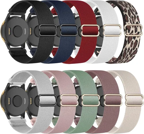 Vista 11 de Compatible con banda Garmin Vivoactive 5 de 20mm, Vivoactive 6/3, paquete de 10 correas de reloj de nailon para Garmin Forerunner