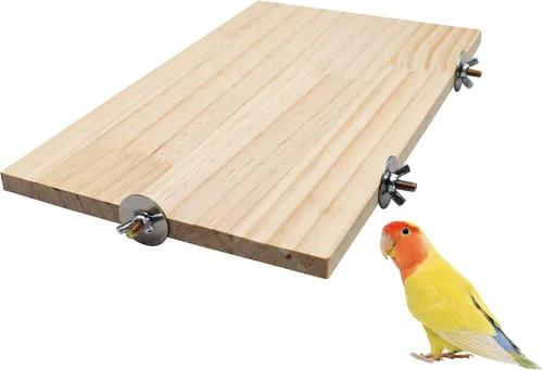 Vista 10 de Dnoifne Plataforma grande de soporte para pájaros de 7.9 x 5.9 pulgadas, accesorios de jaula de madera natural, soporte para pájaros con superficie