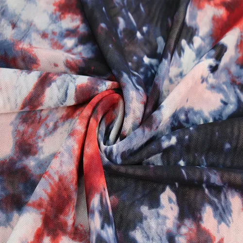 Vista 4 de Texco Inc - Tela de malla de encaje de poliéster elastano estampada de 60 pulgadas de ancho (3.53 oz/m²), ligera, elástica en 4 direcciones