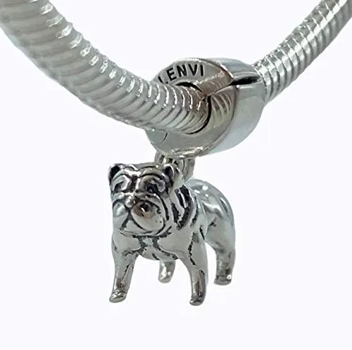 Vista 2 de BOLENVI Bulldog Bull Bully Dog 925 colgante de plata esterlina colgante X abalorio para pandora y pulseras o collares similares, Plata esterlina, No