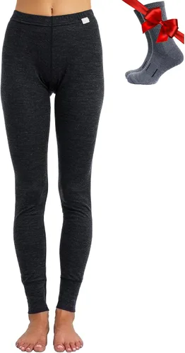 Vista 8 de 100% lana merino capa base mujer pantalones - Leggings térmicos ropa .Negro 250