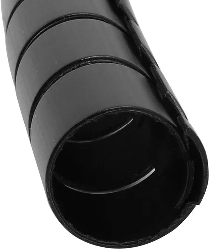 Vista 2 de Aexit Cable flexible de tubo en espiral de alambre negro para gestionar el cable de 0.984 in de diámetro x 98.4 ft de largo con clip