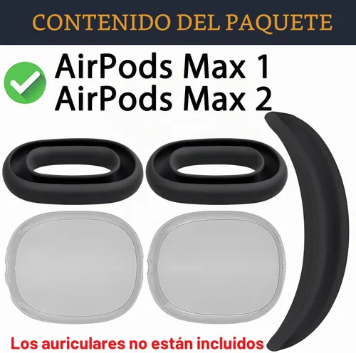 Vista 2 de SOULWIT - Kit de funda para (AirPods Max 2/1), color negro Sweat Proof Kit (Headband Cover + TPU Case Protector + Silicone Ear Covers) for Gym
