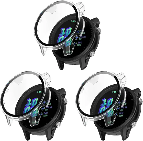 Vista 10 de Funda protectora compatible con Garmin Forerunner 955 Protector de pantalla para Garmin Forerunner 955 Solar PC+vidrio templado cobertura completa 3