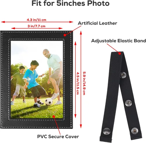 Vista 2 de Temlum Soporte para fotos de automóvil, 3.5 x 5 pulgadas, marco de fotos de cuero artificial para visera, soporte de fotos de automóvil, accesorios
