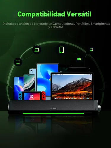 Vista 4 de BLUEDEE Altavoces de computadora para PC de escritorio, barra de sonido de computadora, altavoces estéreo HiFi para computadora de escritorio