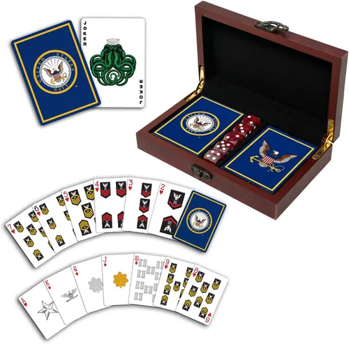 Vista 17 de Juego de regalo del ejército de los Estados Unidos Juego de cartas y dados Tarjetas de insignia de rango del ejército Regalos del ejército