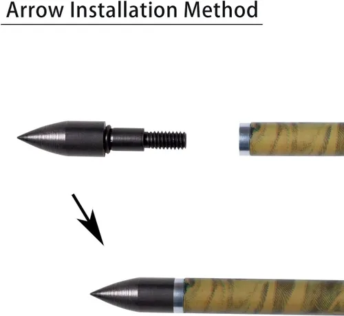 Vista 5 de 31Inch Carbon Arrow, Practice Hunting Arrows, Camo Turkey Feather Fletching, Arrows for Compound & Recurve Bow with Removable Tips Adjustable Nocks