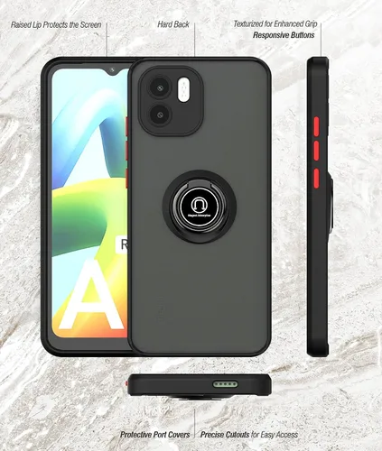 Vista 3 de Funda compatible con Xiaomi Redmi A1, compatible con Xiaomi Redmi A1 Funda para teléfono con soporte en forma de anillo Negro