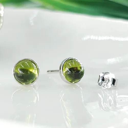Vista 72 de Pendientes naturales de 0.236 in con chapado en oro blanco sobre plata de ley, bisel cabujón de piedras preciosas regalo de joyería para ella