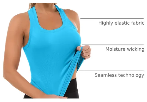 Vista 4 de MathCat - Camisetas sin mangas para mujer, básicas, sin costuras, para entrenamiento, yoga, atléticas, con espalda cruzada, deportivas, para correr