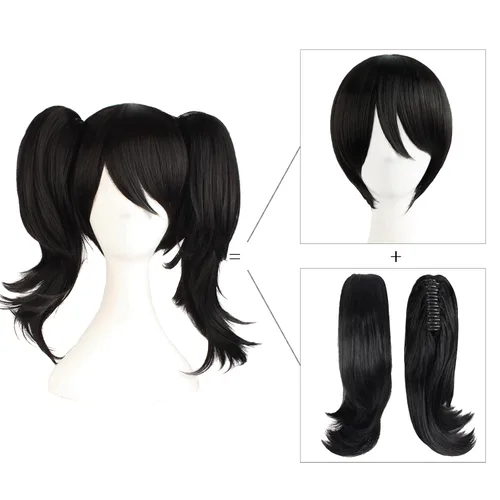 Vista 6 de Pelucas MapofBeauty, se pueden equipar con pelucas y adornos para el cabello para cosplay, Negro