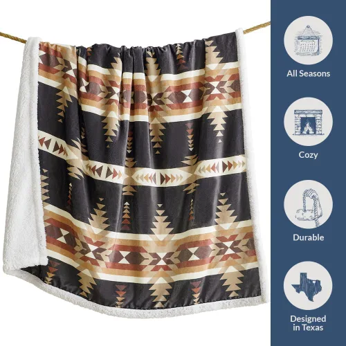 Vista 54 de Indigo Hill by HiEnd Accents Acadia - Manta de sherpa con estampado de pinos bosques, naturaleza, bosque, montaña, manta occidental para acampar al