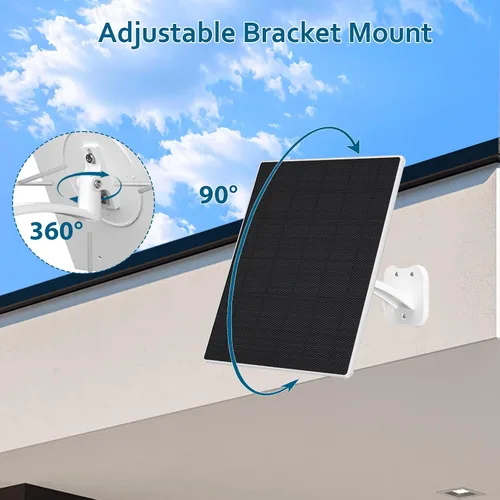 Vista 5 de Zivif Panel Solar de 8W para Cámaras de Seguridad, Cargador de Panel Solar para Cámara con Cable USB-C, DC 5.5x2.1mm y Puerto Micro USB, Resistente