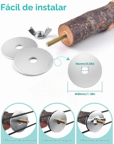 Vista 4 de DBNESS - Perchas para pájaros, 8 piezas de madera natural, soporte de escalada para loros, juguetes para jaula de pájaros, accesorios para colgar