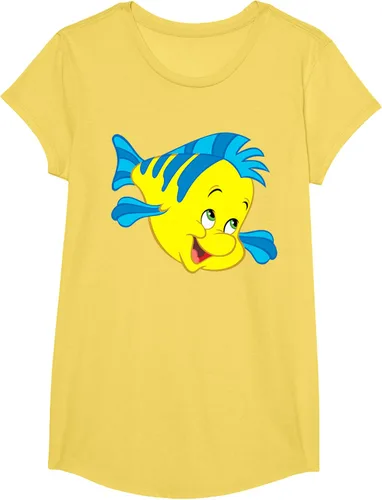 Vista 40 de Disney Camiseta de disfraz de cara grande de la Sirenita Flounder Sidekick