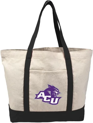 Vista 8 de Campus Lab Bolsa de lona con logotipo primario colegiado con bolsillo externo, bolsa de hombro reutilizable para ir de compras, playa Águilas A&m