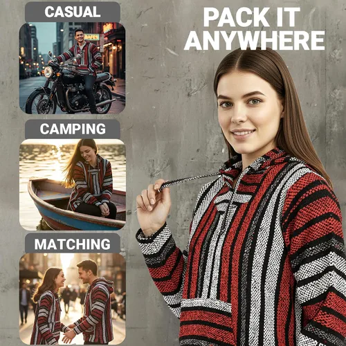 Vista 6 de Sudadera con capucha Mexicana Baja Suéter clásico con alfombra de droga Sudadera Baja para hombres y mujeres Opciones de tallas grandes y hombres