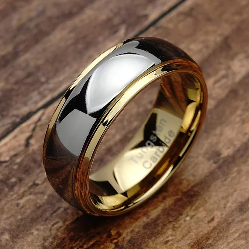 Vista 2 de 100S JEWELRY Anillos de tungsteno personalizados grabados para hombres y mujeres, alianza de boda, dos tonos, oro y plata, tallas 6-16