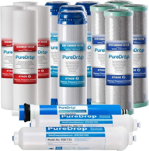 Vista 10 de PureDrop PDR-F8U 50 GPD Filtro de agua de ósmosis inversa Cartuchos de repuesto de 1 año para sistema de filtración de agua RO de 6 etapas RTW5U