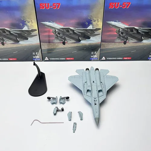 Vista 2 de Aleación Rusia SU57 Air Force Fighter Attack PlaneAircraft Modelo de avión Modelo 1:100 Modelo Simulación Ciencia Exposición