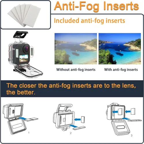 Vista 5 de Carcasa impermeable para GoPro MAX 360 con pantalla táctil, carcasa protectora de buceo subacuático con soporte para GoPro MAX360 Kit de accesorios