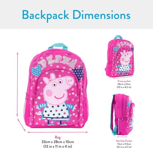 Vista 7 de Peppa Pig Mochila Mochilas para niñas Mochila escolar para niños Rosa/Rebel Fun.