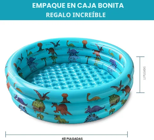 Vista 5 de Piscina inflable de dinosaurio para bebés, piscina infantil de 48 x 12 pulgadas