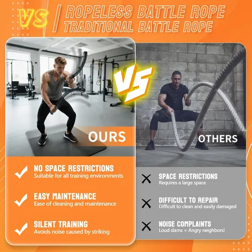 Vista 2 de 2 cuerdas de batalla sin cuerda, cuerdas de entrenamiento portátiles para gimnasio en casa con guantes antideslizantes, entrenamientos HIIT y fuerza