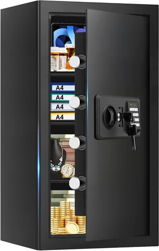 Vista 12 de Caja fuerte pequeña de 1.3 Cub para uso doméstico, a prueba de fuego y agua, caja de seguridad digital ignífuga con cerradura de combinación