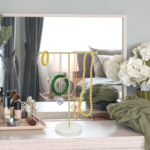 Vista 2 de Soporte de joyería para collares, organizador para colgar en la mesa, con niveles, árbol de joyería para exhibir collares, pulseras, anillos