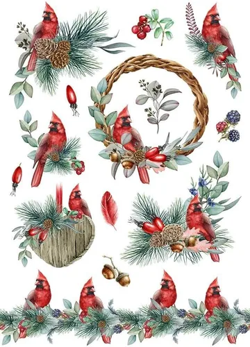 Vista 11 de Papel de arroz para Decoupage A4 Feliz Navidad (Cara de Papá Noel Rosa - 2 hojas)