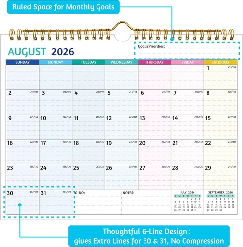 Vista 4 de Calendario de pared 2026-2028 – julio 2026 – junio 2028, calendario de 2 años 2026-2028, 11 x 8.5 pulgadas, calendario 2026 de 24 meses, calendario