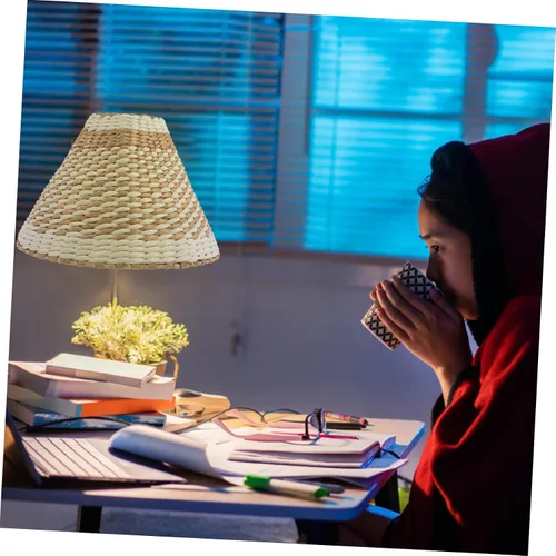 Vista 5 de LIFKOME Pantalla tejida para lámparas de pie de mesa, cubierta de luz de tejido retro, pantalla decorativa para sala de estar, dormitorio, estudio