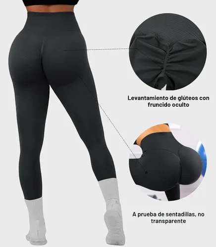 Vista 3 de Scrunch Butt Lifting Leggings for Women Compression Workout Gym Yoga Pants Negro